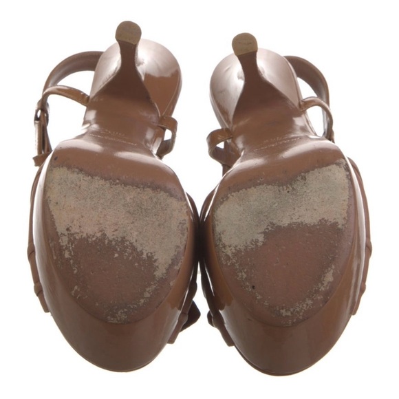 YSL YVES SAINT LAURENT POPPY PLATFORM NUDE SANDALS - Picture 5 of 5